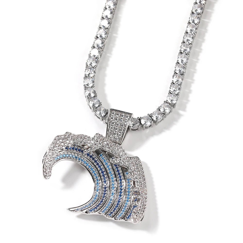 Blue Zircon Wave Pendant Necklace - LiveTrendsX