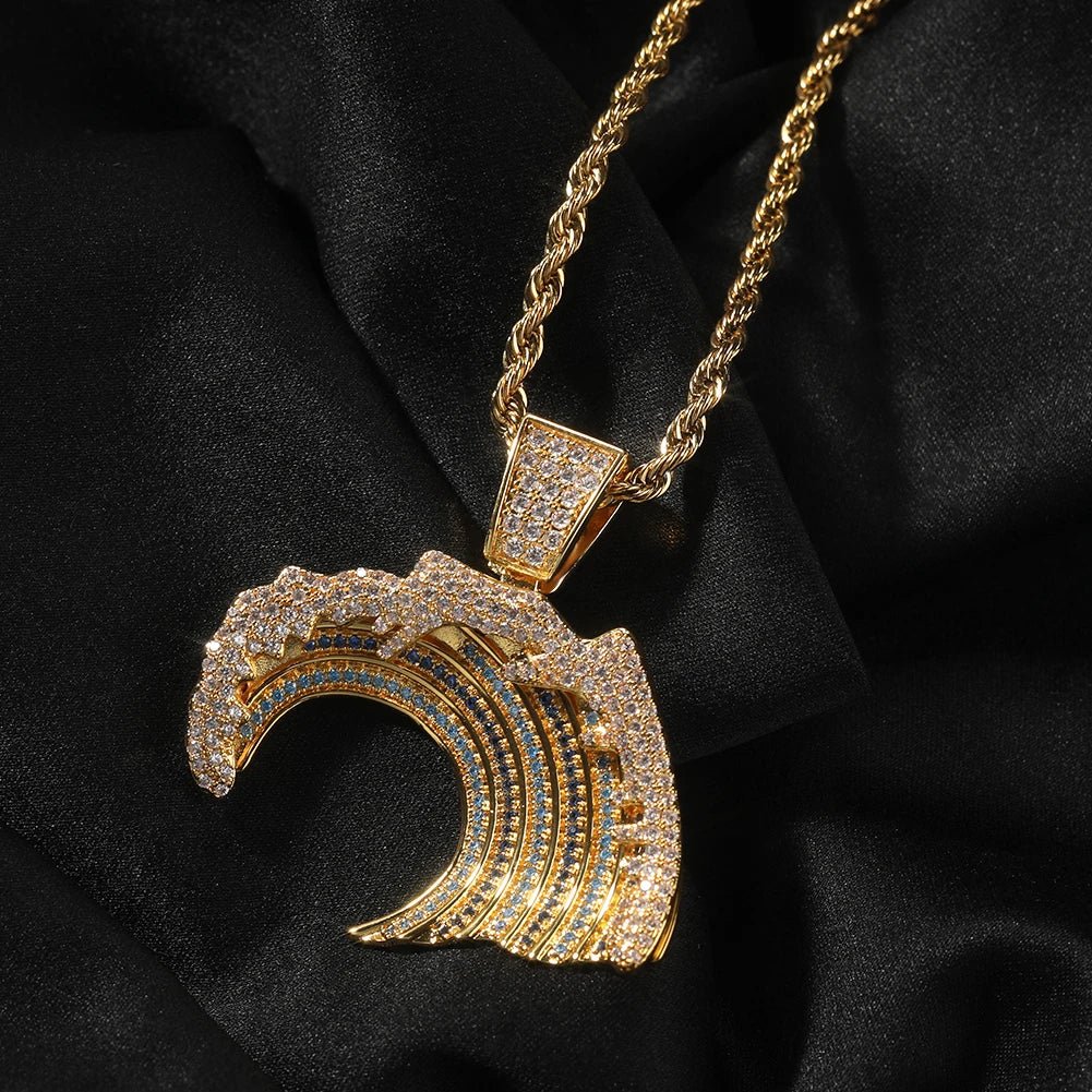 Blue Zircon Wave Pendant Necklace - LiveTrendsX