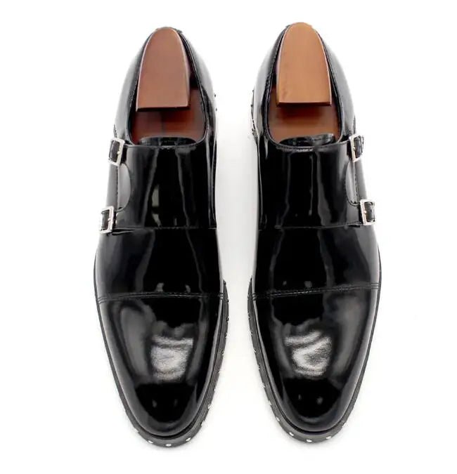 Classic Monk Strap Gentlemen Oxfords Full Grain Leather Rivets Handmade Shoes - LiveTrendsX