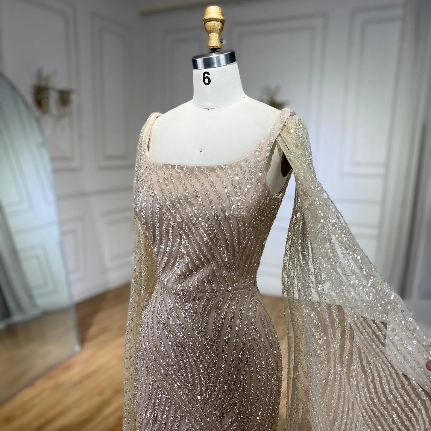 Elegant Cape Sleeves with Beaded Design for Luxury Evening Weddings and Parties - LiveTrendsX