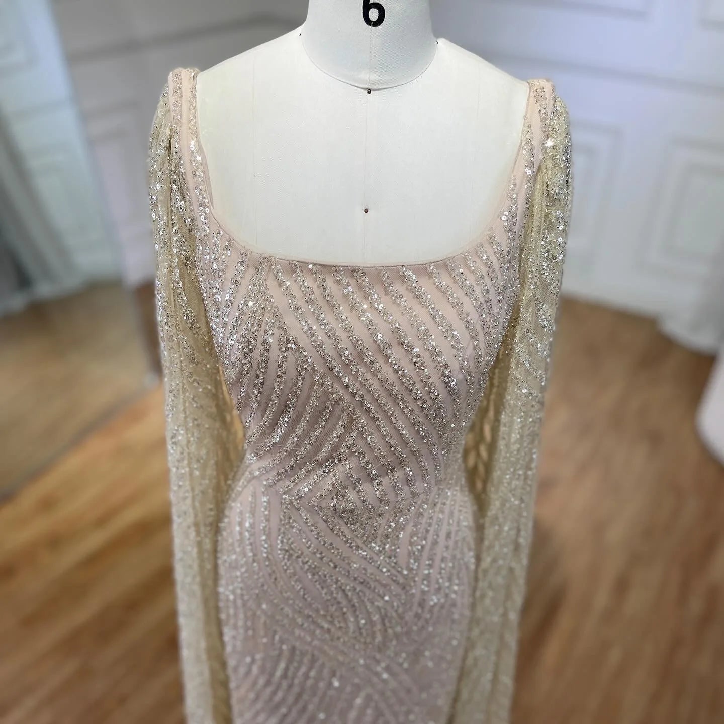 Elegant Cape Sleeves with Beaded Design for Luxury Evening Weddings and Parties - LiveTrendsX