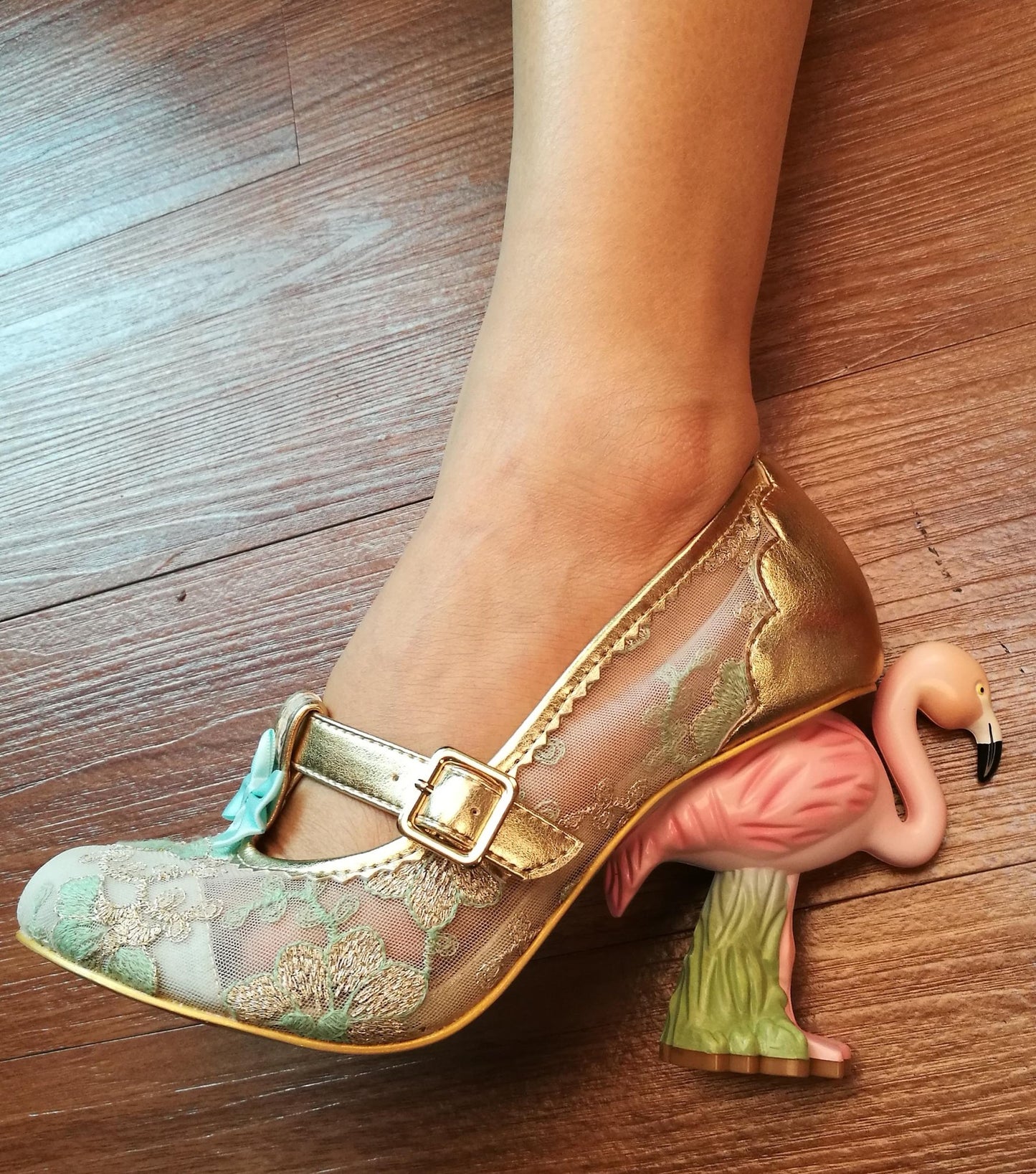 Flamingo - Heel Embroidered Mary Jane Shoes - LiveTrendsX