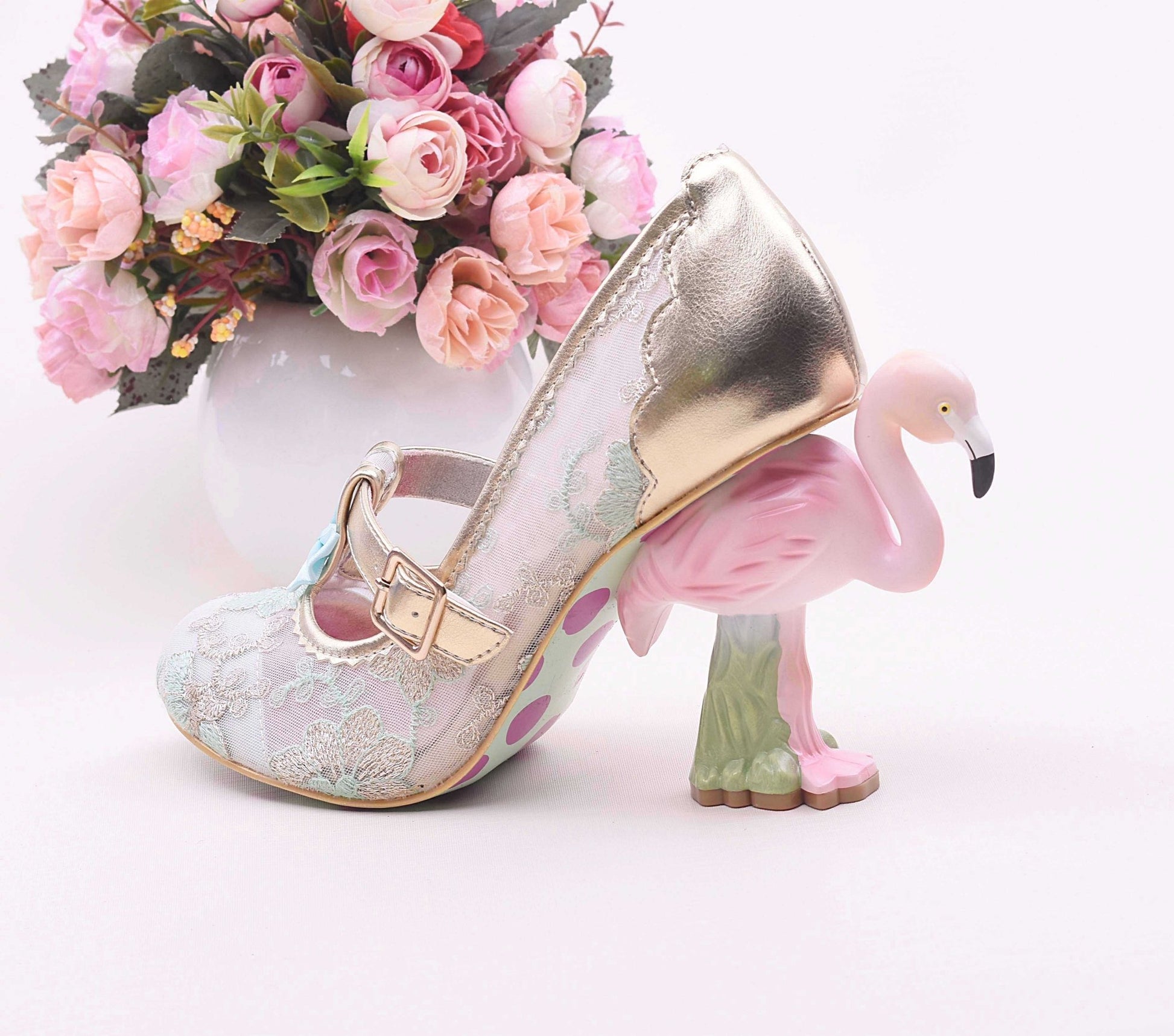 Flamingo - Heel Embroidered Mary Jane Shoes - LiveTrendsX