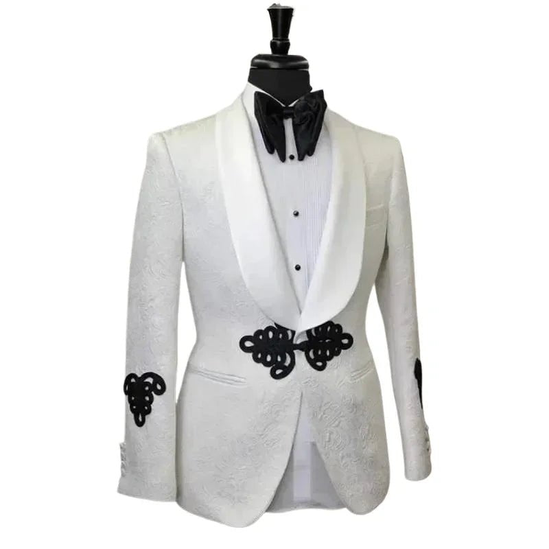 Floral Men’s Suit Jacket with Mandarin Buttons - LiveTrendsX