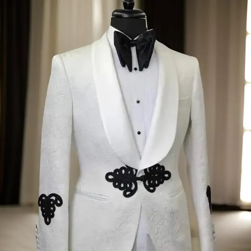 Floral Men’s Suit Jacket with Mandarin Buttons - LiveTrendsX