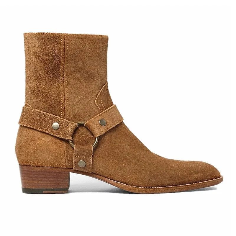 Handmade Brown Cow Suede Men's Chelsea Boots - LiveTrendsX