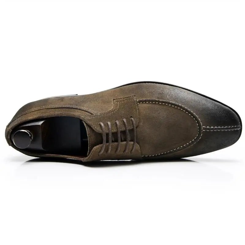 Handmade Brown Cow Suede Men's Derby Shoes - LiveTrendsX