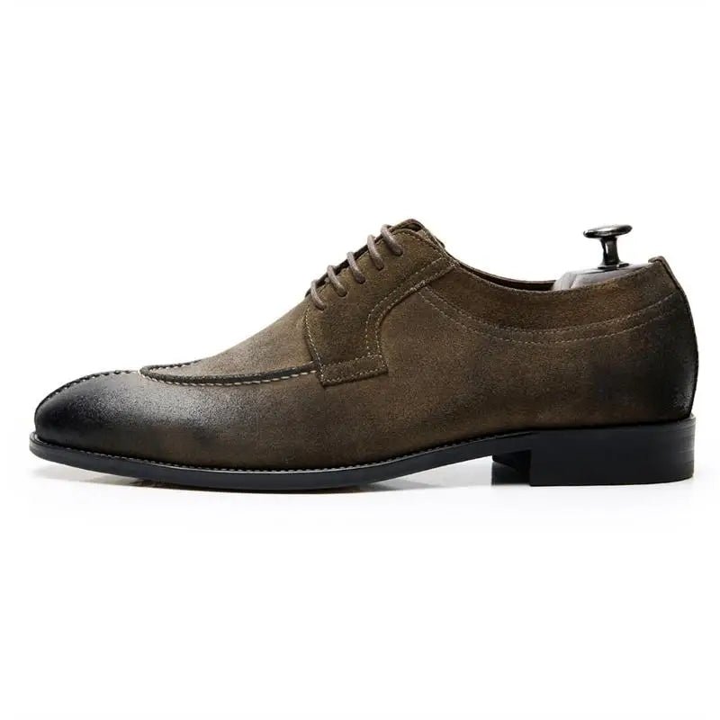 Handmade Brown Cow Suede Men's Derby Shoes - LiveTrendsX