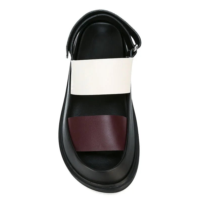 Italian Men's Mixed - Color Leather Gladiator Sandals with Thick Platform - LiveTrendsX