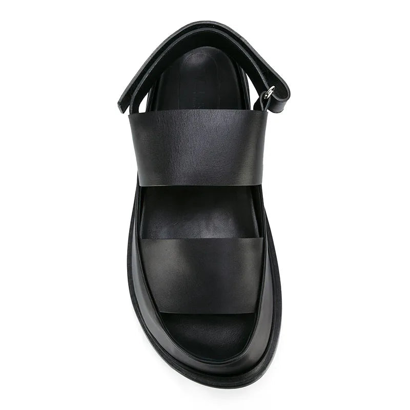 Italian Men's Mixed - Color Leather Gladiator Sandals with Thick Platform - LiveTrendsX