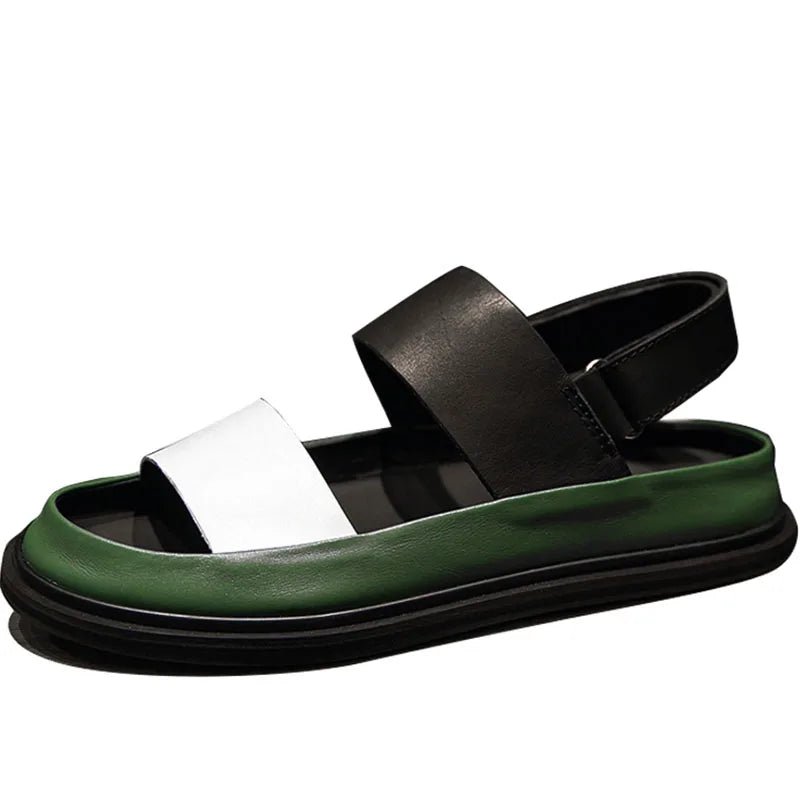 Italian Men's Mixed - Color Leather Gladiator Sandals with Thick Platform - LiveTrendsX