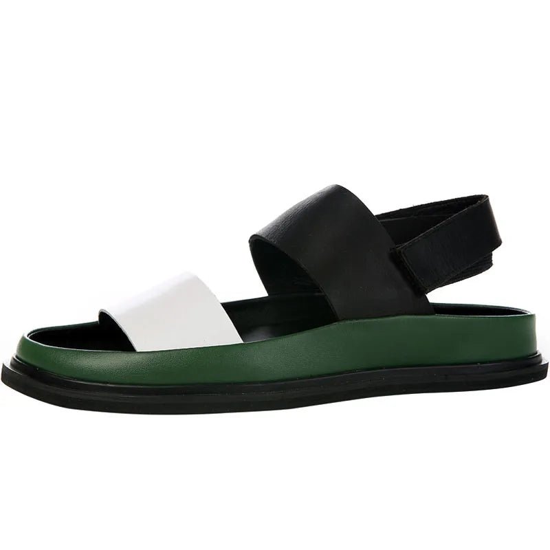 Italian Men's Mixed - Color Leather Gladiator Sandals with Thick Platform - LiveTrendsX