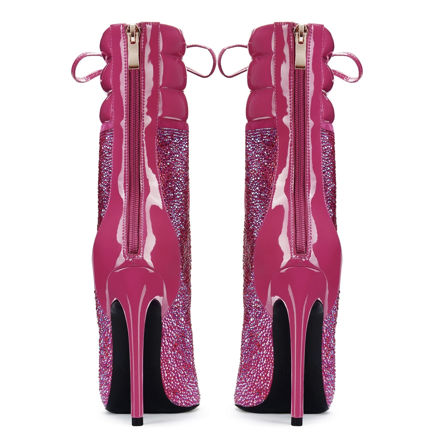 Lace - Up High - Heeled Diamond Ankle Boots - LiveTrendsX