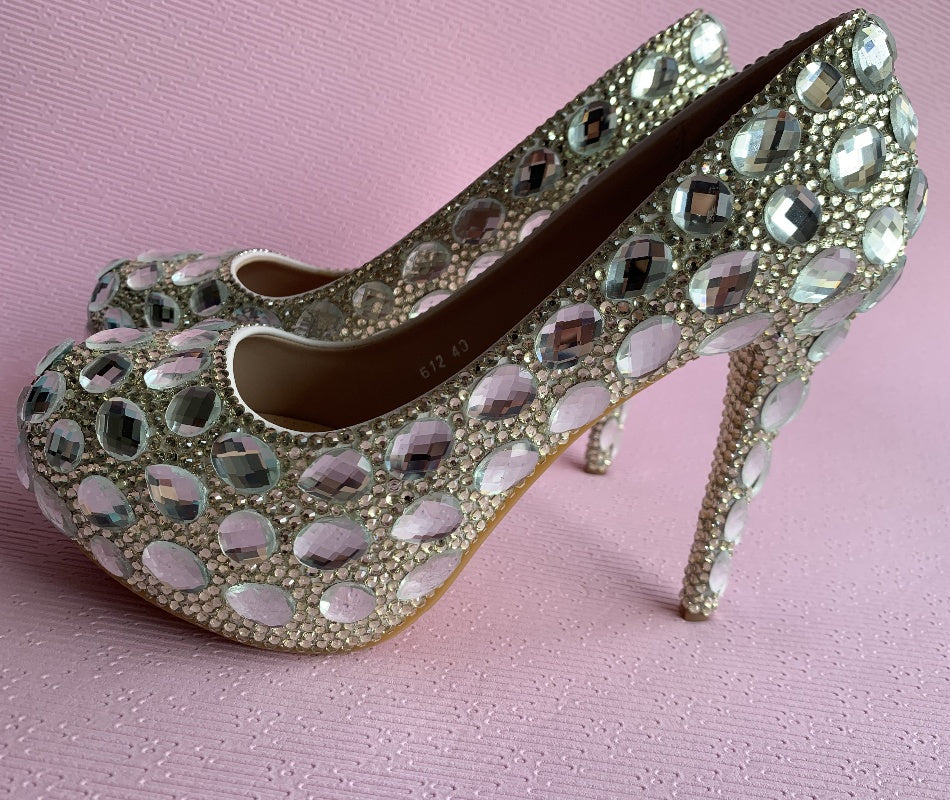 クリスタルシューズ シンデレラ レディース ハイヒール イブニングパーティー用
