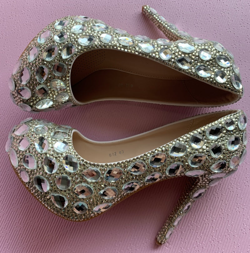 クリスタルシューズ シンデレラ レディース ハイヒール イブニングパーティー用