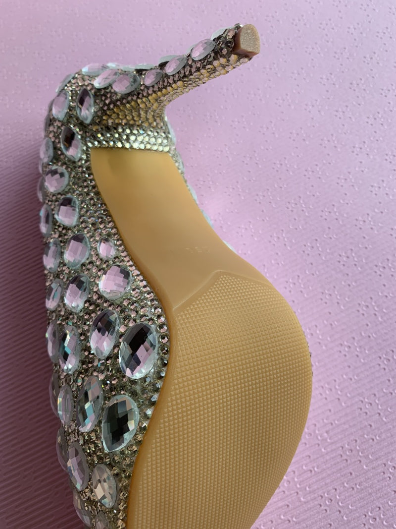 クリスタルシューズ シンデレラ レディース ハイヒール イブニングパーティー用