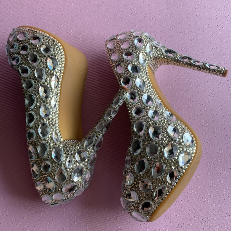 クリスタルシューズ シンデレラ レディース ハイヒール イブニングパーティー用