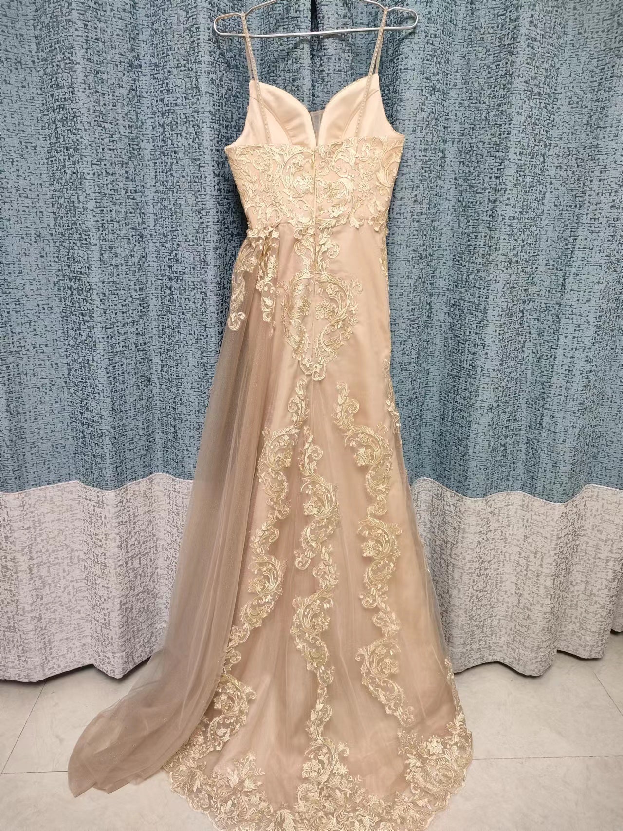 High Split Champagne Mermaid Prom Dresses Evening Gowns