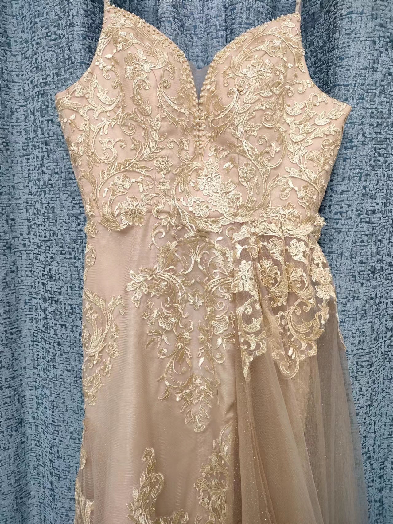 High Split Champagne Mermaid Prom Dresses Evening Gowns
