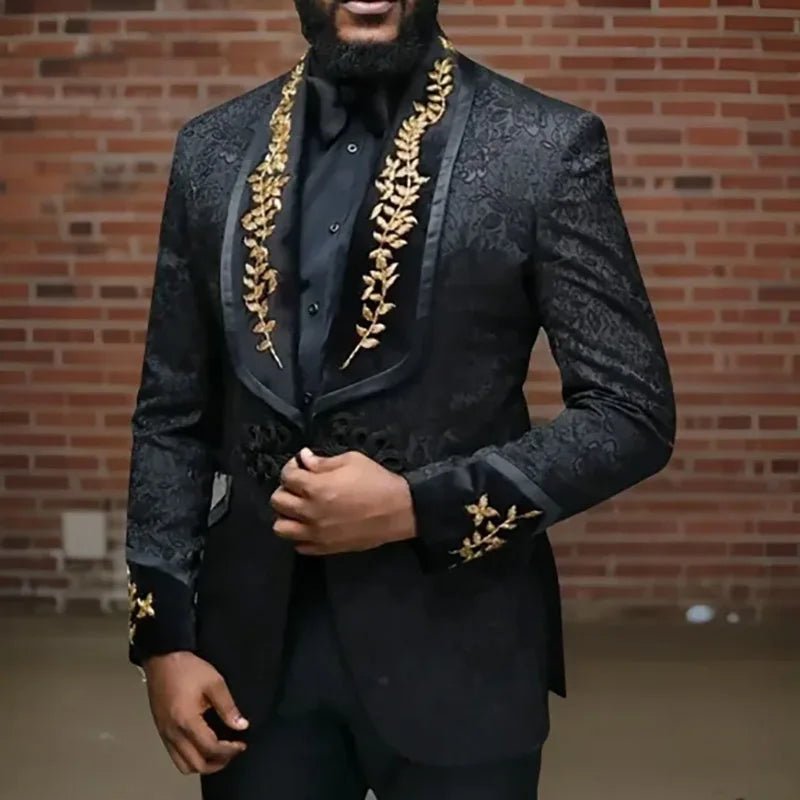 Luxury Black Jacquard Blazer for Men - LiveTrendsX