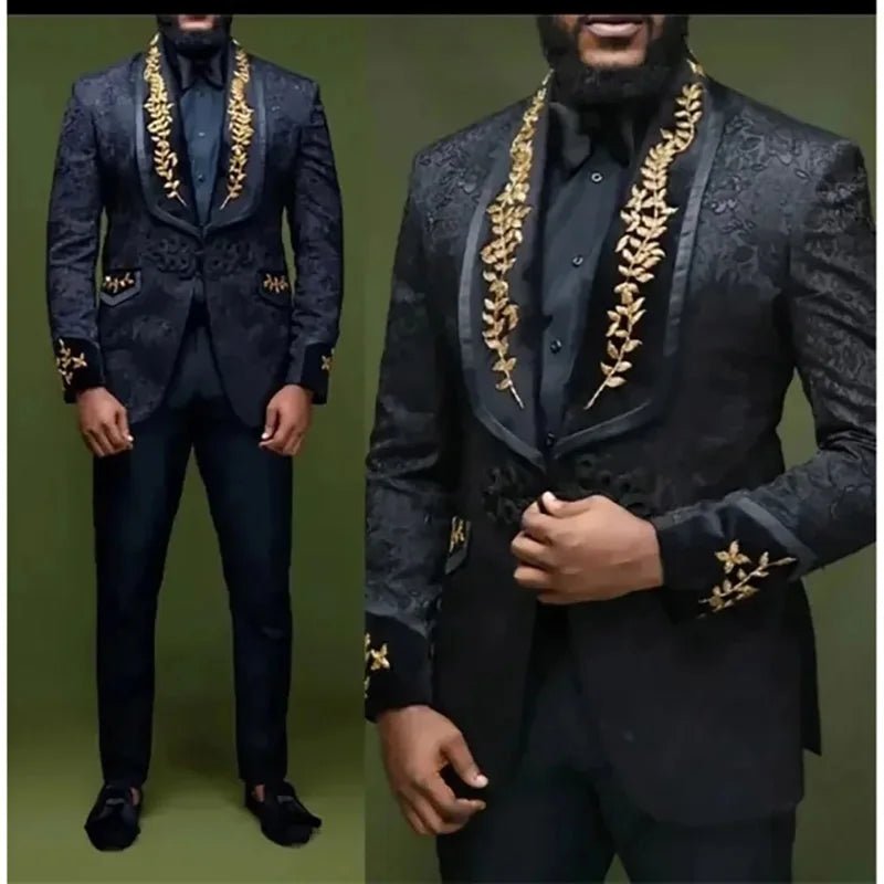 Luxury Black Jacquard Blazer for Men - LiveTrendsX