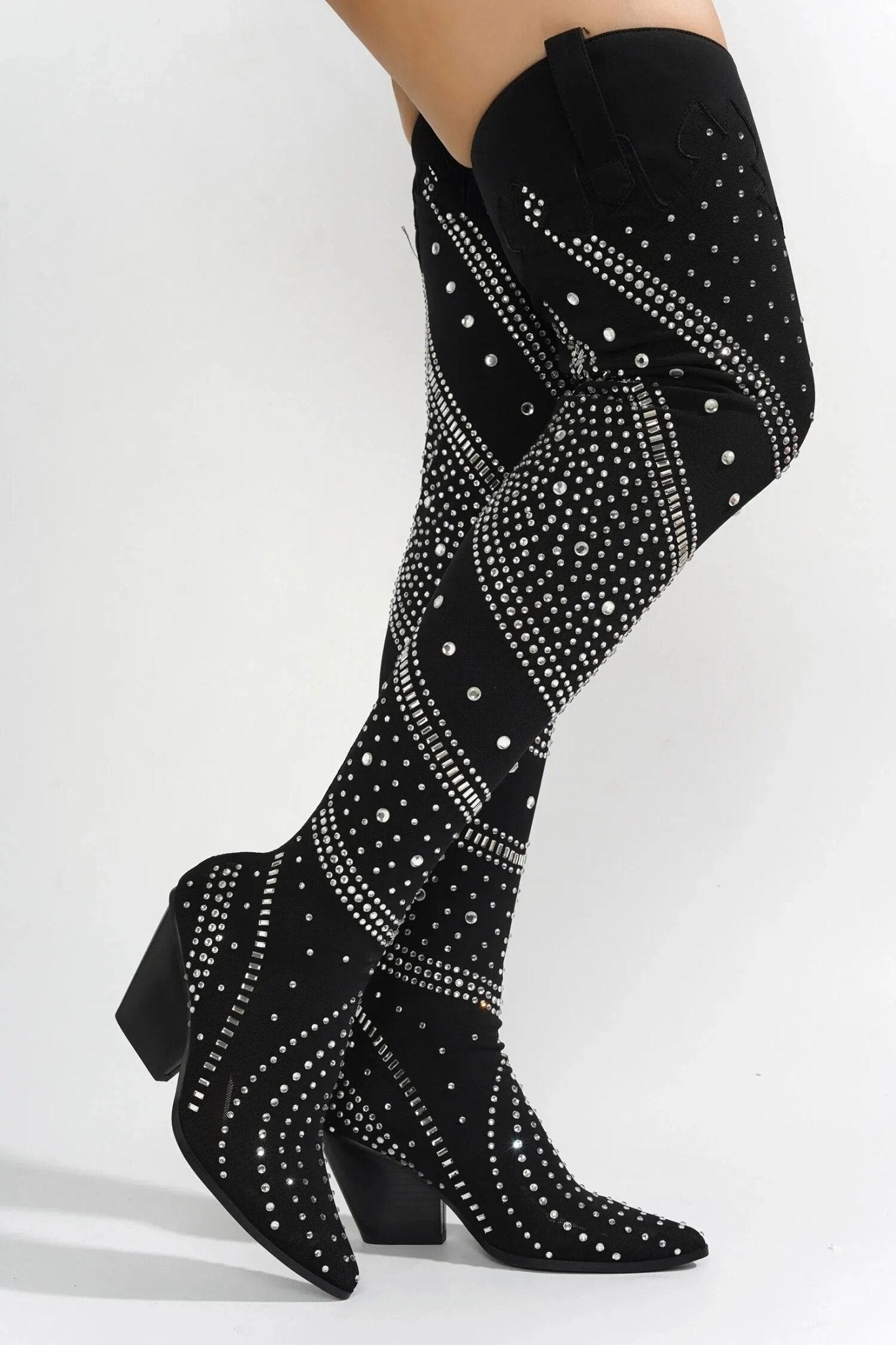 Luxury Crystal Bling Over - The - Knee Women's Boots - LiveTrendsX