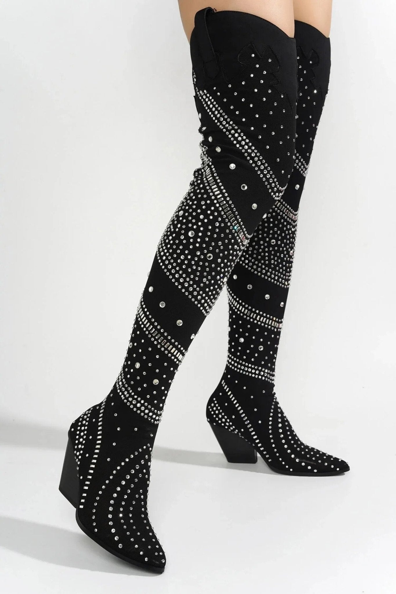 Luxury Crystal Bling Over - The - Knee Women's Boots - LiveTrendsX