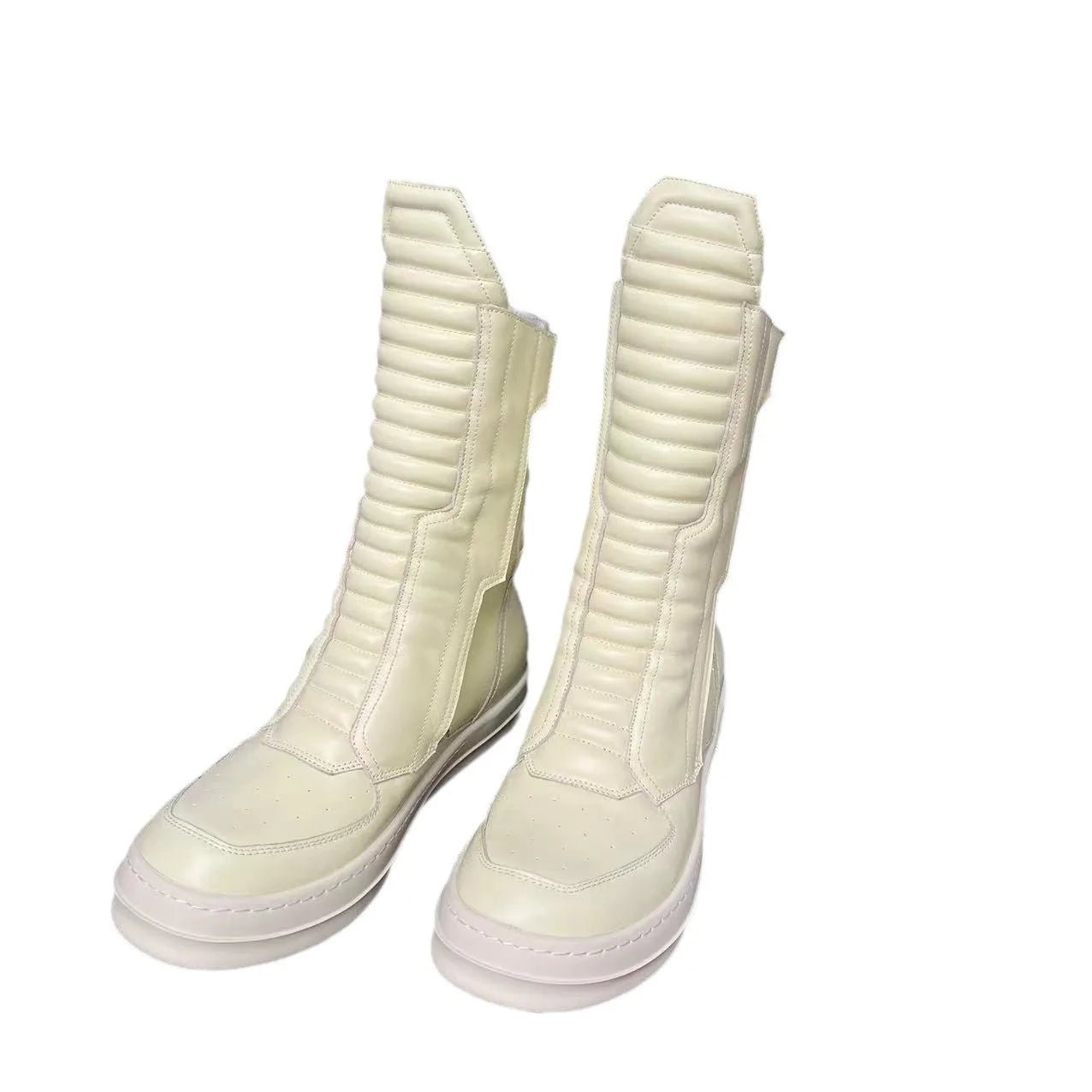 Men And Women Boots Motorcycle Mid - high Genuine Leather Chelsea Shoes - LiveTrendsX