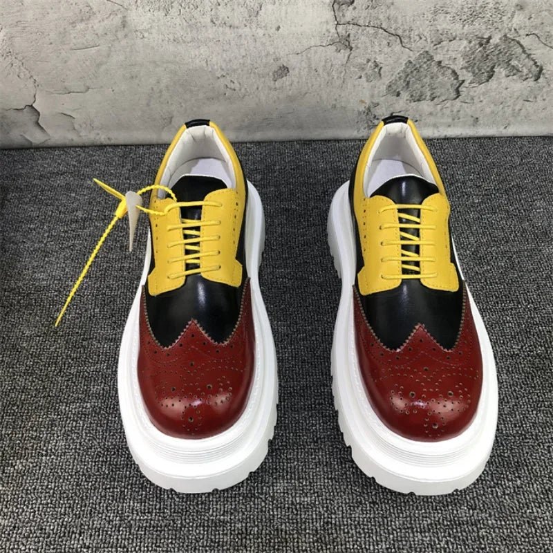 Men Brogue Shoes Thick Sole Heightening Casual Leather Shoes - LiveTrendsX
