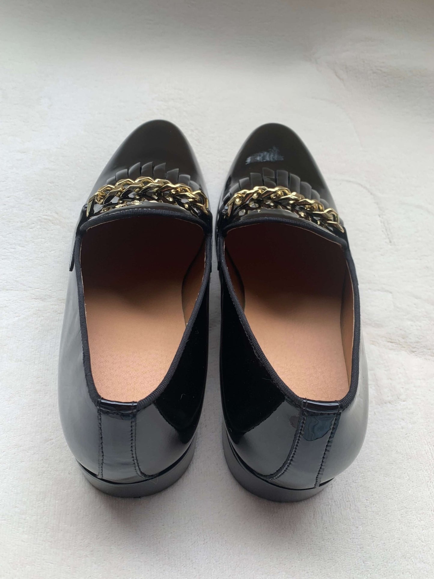 Men Patent leather Shoes metal chain Loafers - LiveTrendsX