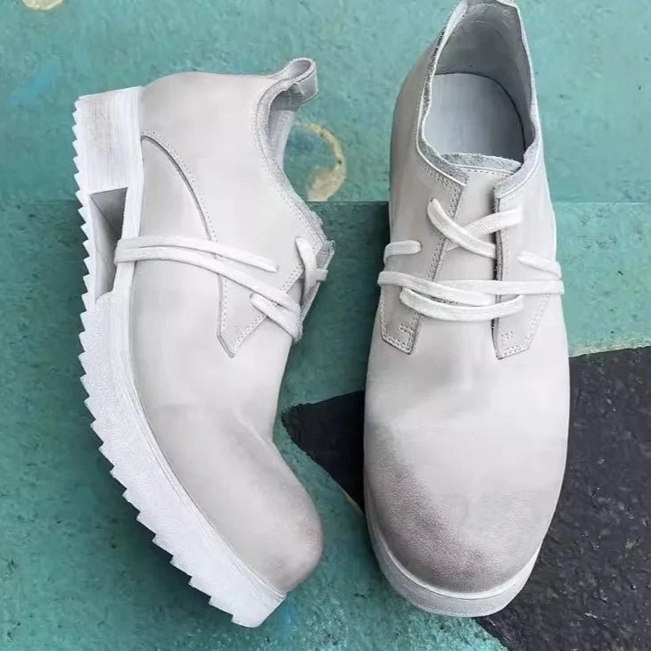 Mens Cowhide Genuine Leather Dress Shoes Low Cut Lace Up Round Toe - LiveTrendsX