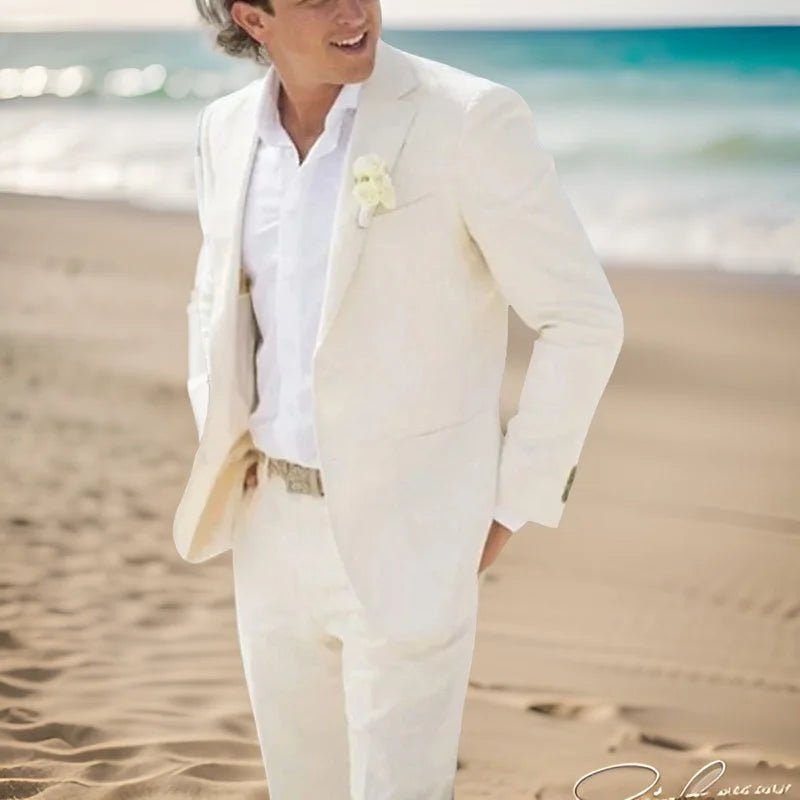 Men's Cream Suit set with Single Button Closure - LiveTrendsX