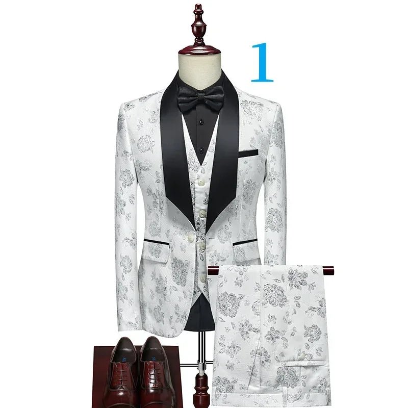 Men's Floral Patterned Suit with Notch Lapel - LiveTrendsX