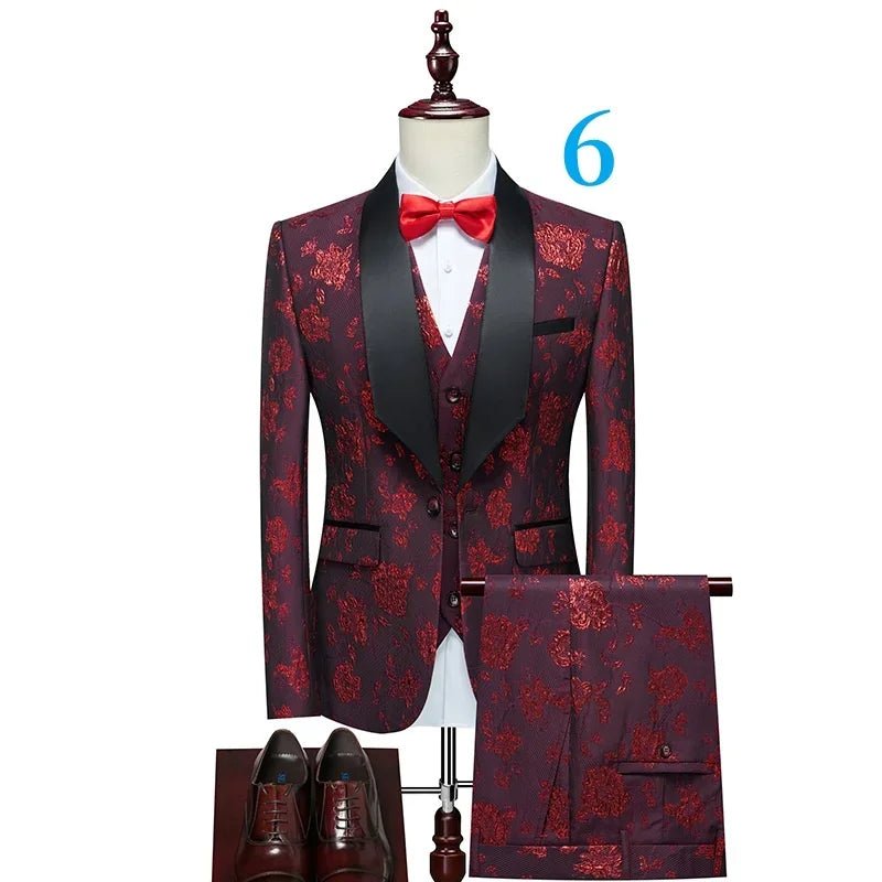 Men's Floral Patterned Suit with Notch Lapel - LiveTrendsX
