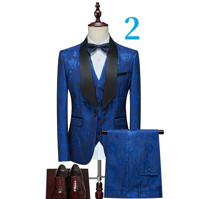 Men's Floral Patterned Suit with Notch Lapel - LiveTrendsX