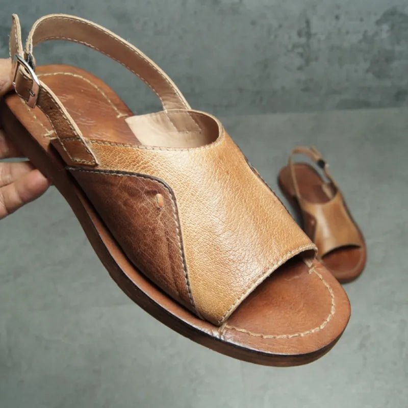 Men's Genuine Cowhide Leather Gladiator Sandals Vintage Summer Casual - LiveTrendsX