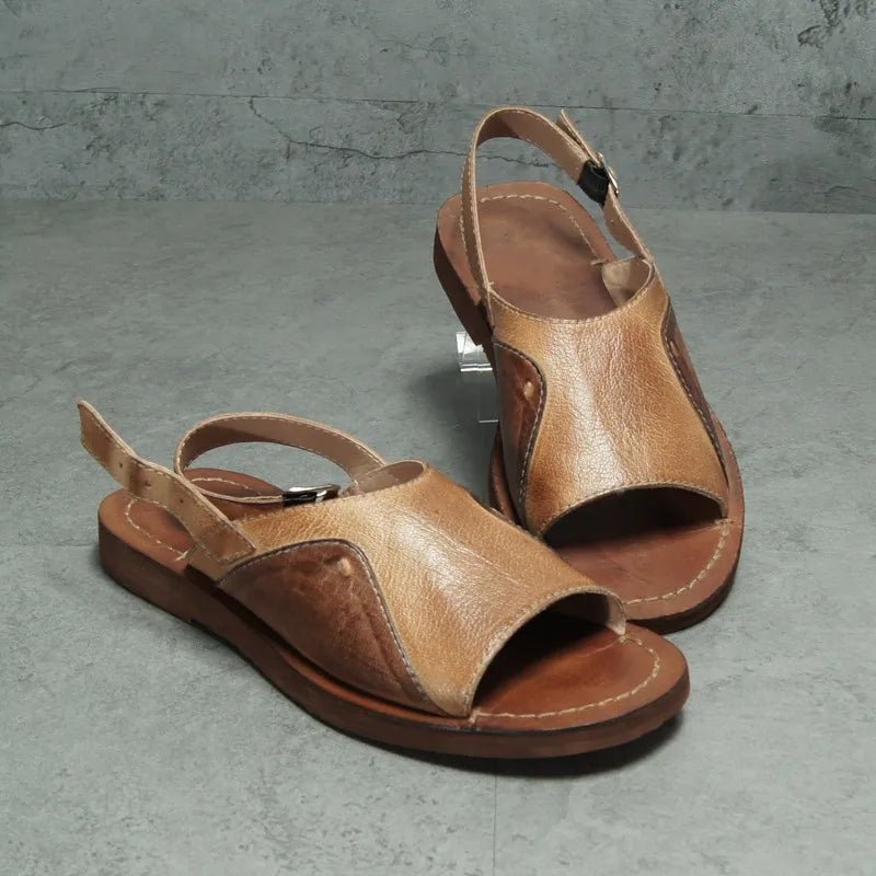 Men's Genuine Cowhide Leather Gladiator Sandals Vintage Summer Casual - LiveTrendsX