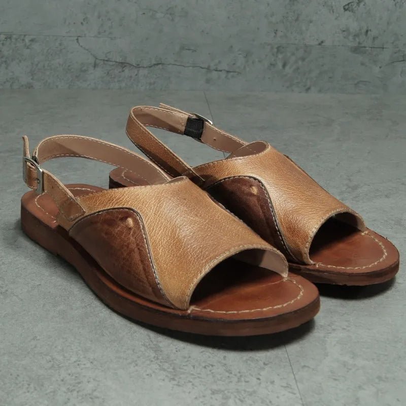 Men's Genuine Cowhide Leather Gladiator Sandals Vintage Summer Casual - LiveTrendsX