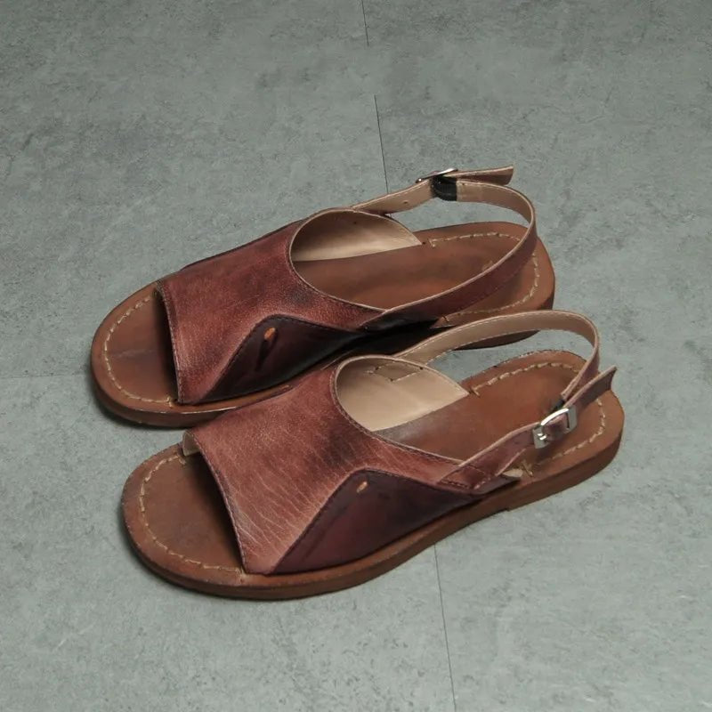 Men's Genuine Cowhide Leather Gladiator Sandals Vintage Summer Casual - LiveTrendsX