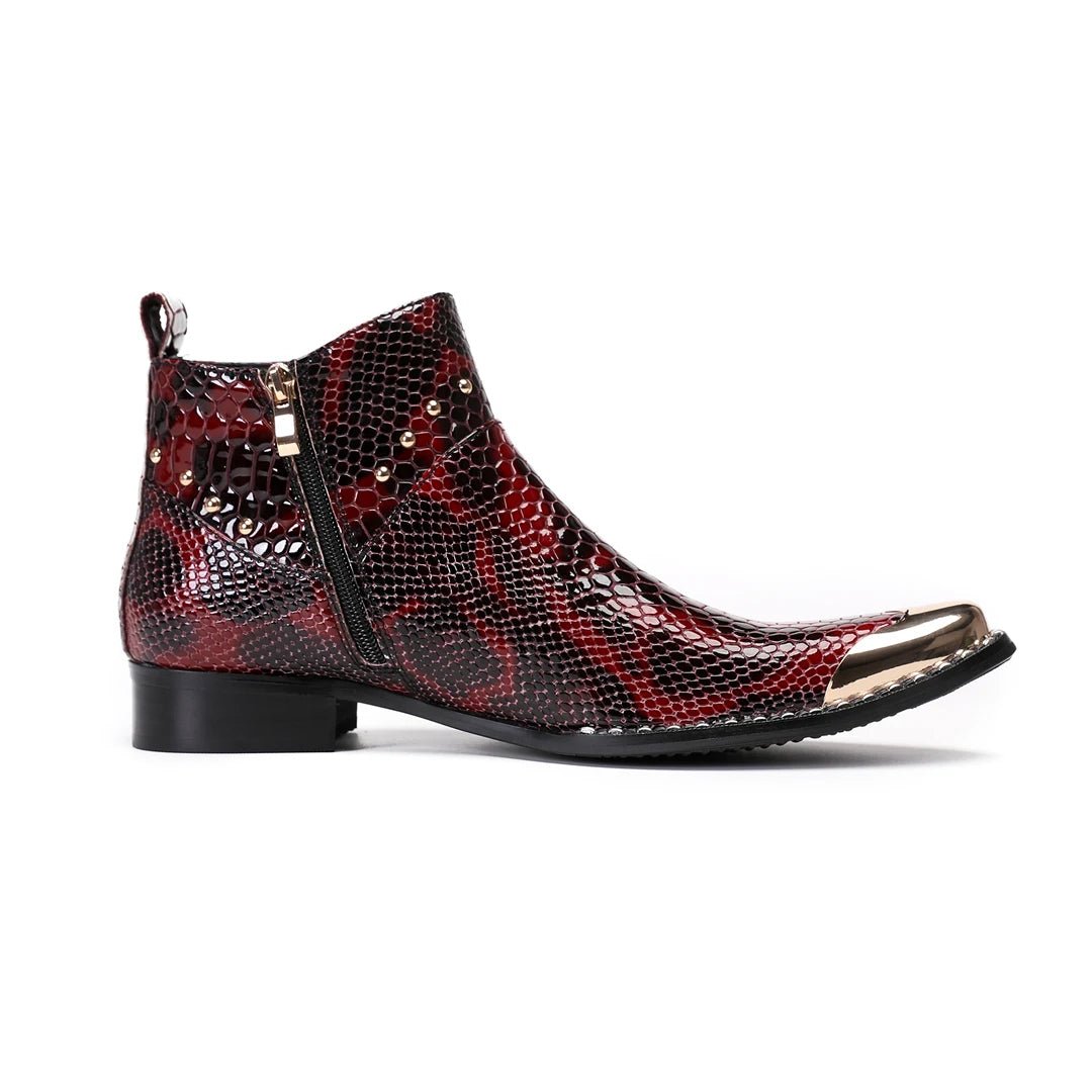 Men's Genuine Leather Punk Style Slip - On Chelsea Dress Boots - LiveTrendsX