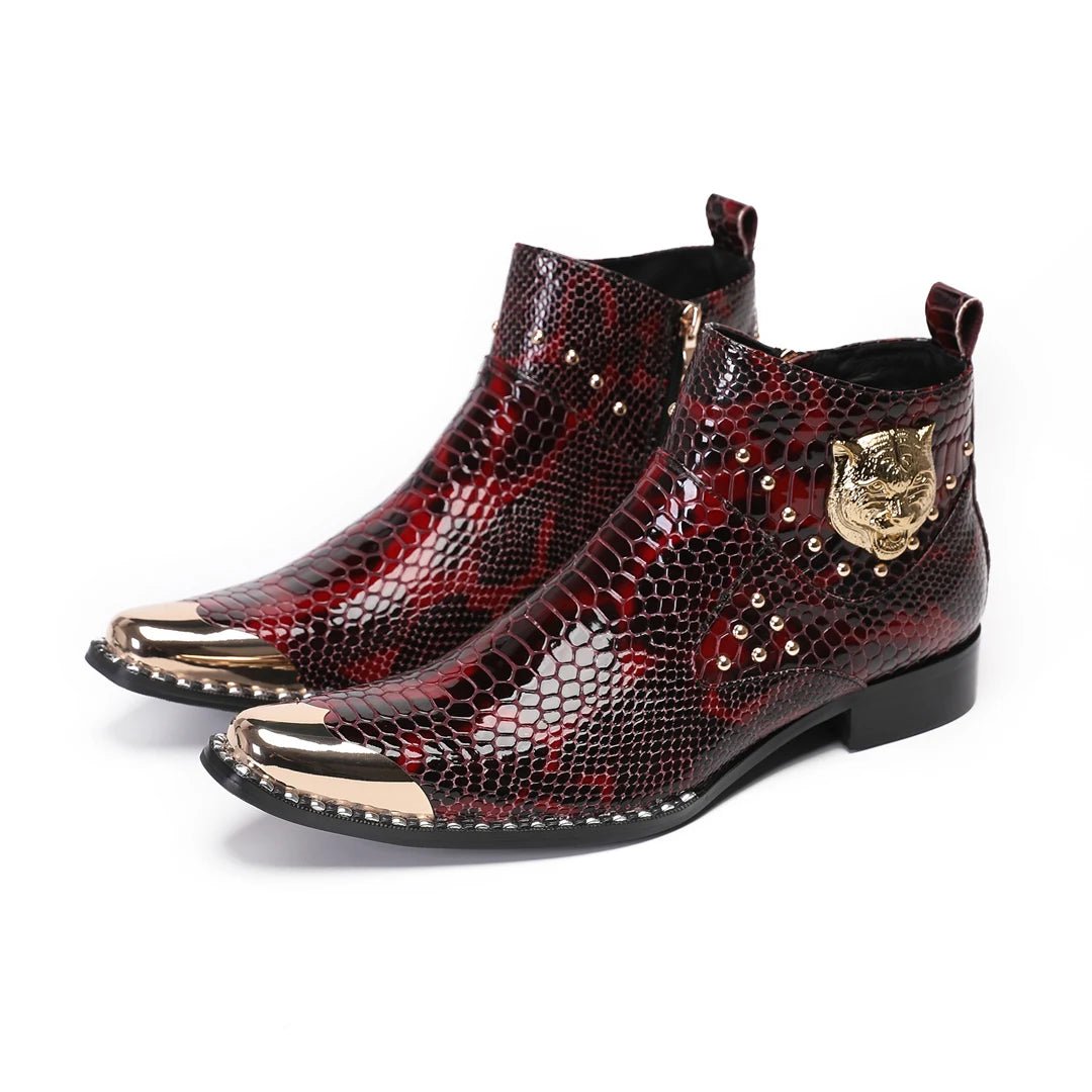 Men's Genuine Leather Punk Style Slip-On Chelsea Dress Boots – LiveTrendsX