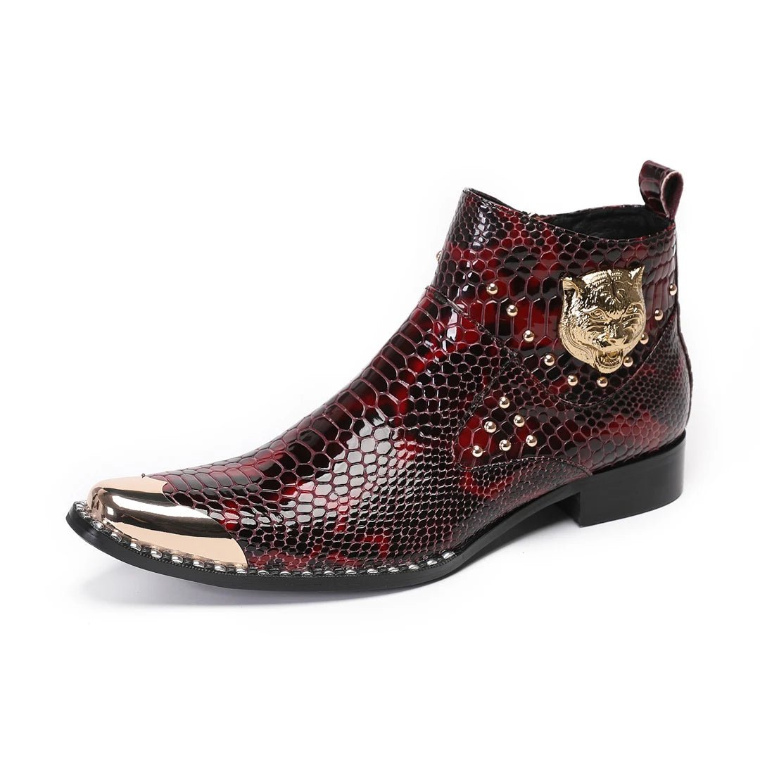 Men's Genuine Leather Punk Style Slip - On Chelsea Dress Boots - LiveTrendsX