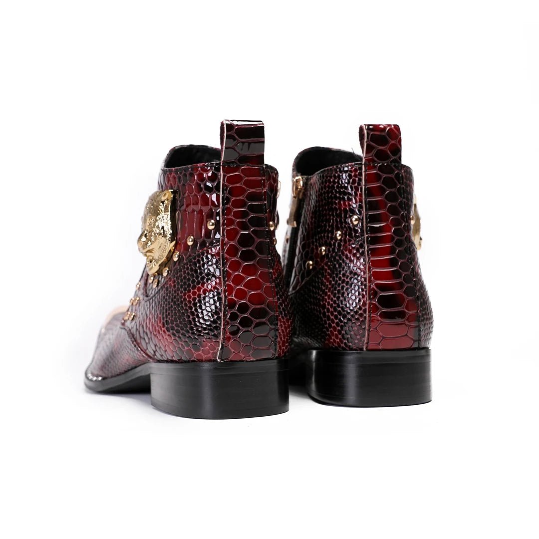 Men's Genuine Leather Punk Style Slip - On Chelsea Dress Boots - LiveTrendsX