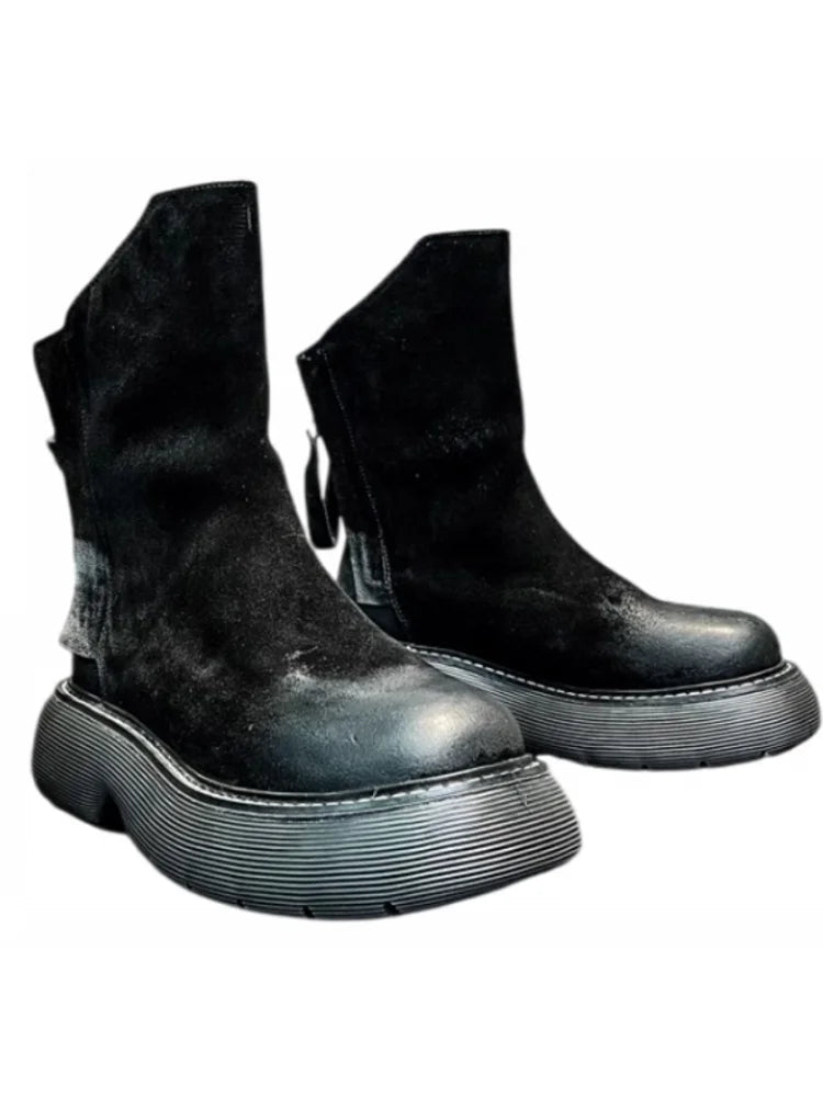 Men's High Top Double Zipper Thick Platform Boots - LiveTrendsX