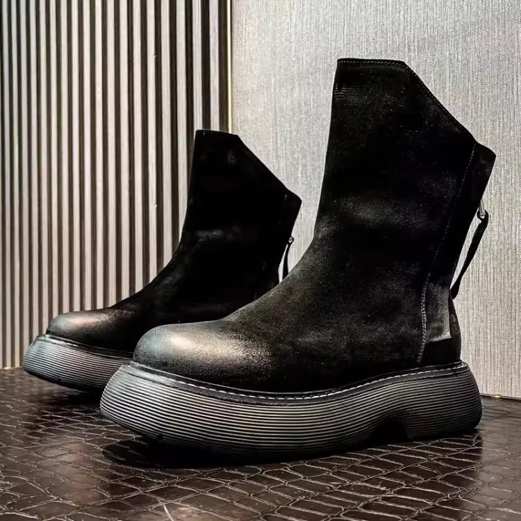 Men's High Top Double Zipper Thick Platform Boots - LiveTrendsX