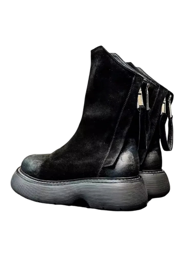 Men's High Top Double Zipper Thick Platform Boots - LiveTrendsX