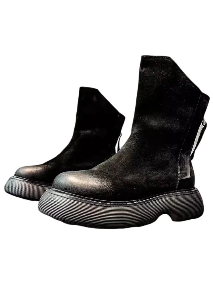 Men's High Top Double Zipper Thick Platform Boots - LiveTrendsX