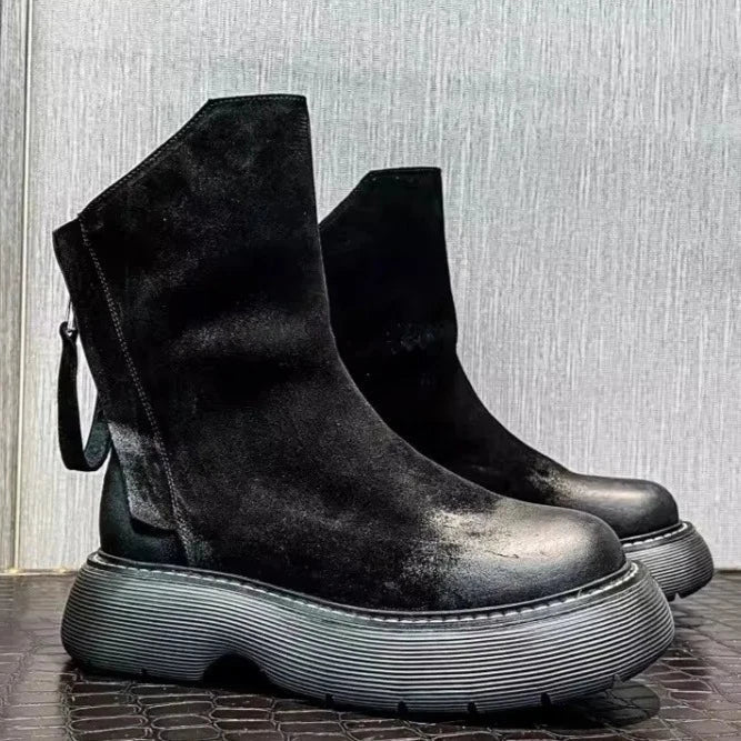 Men's High Top Double Zipper Thick Platform Boots - LiveTrendsX