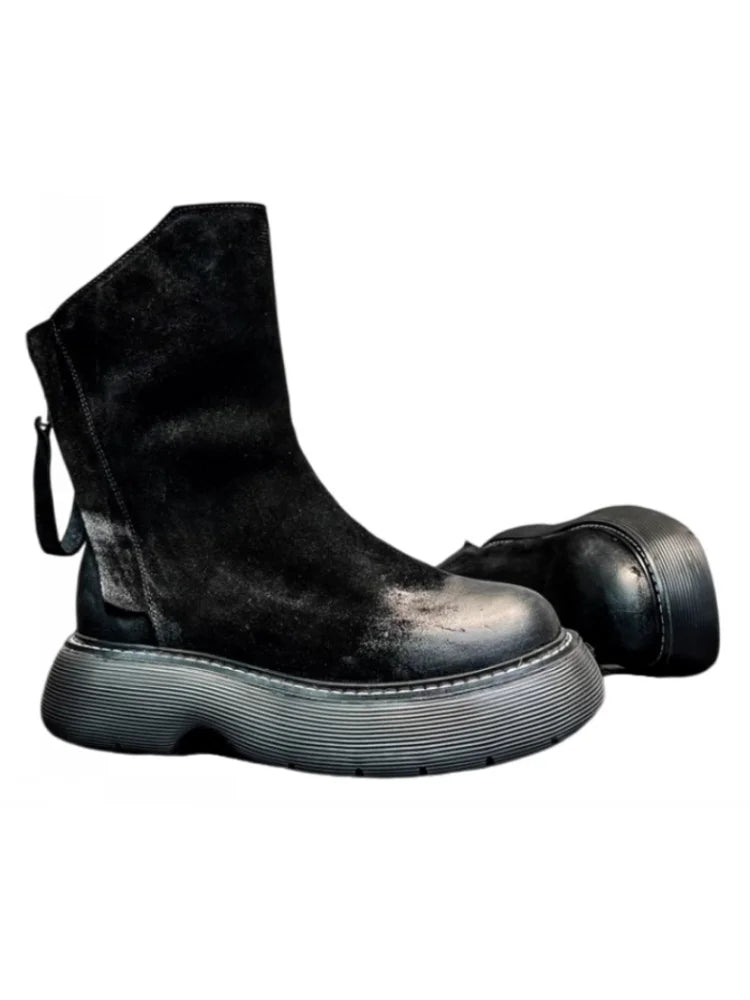 Men's High Top Double Zipper Thick Platform Boots - LiveTrendsX