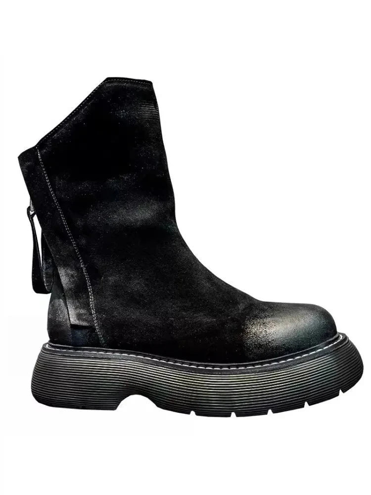 Men's High Top Double Zipper Thick Platform Boots - LiveTrendsX